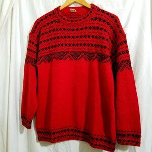 Unisex Alpaca Fina Wool Red/Black Andean Sweater Medium (Measured)
